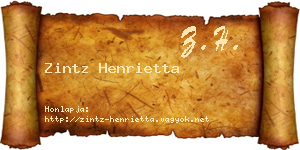 Zintz Henrietta névjegykártya
